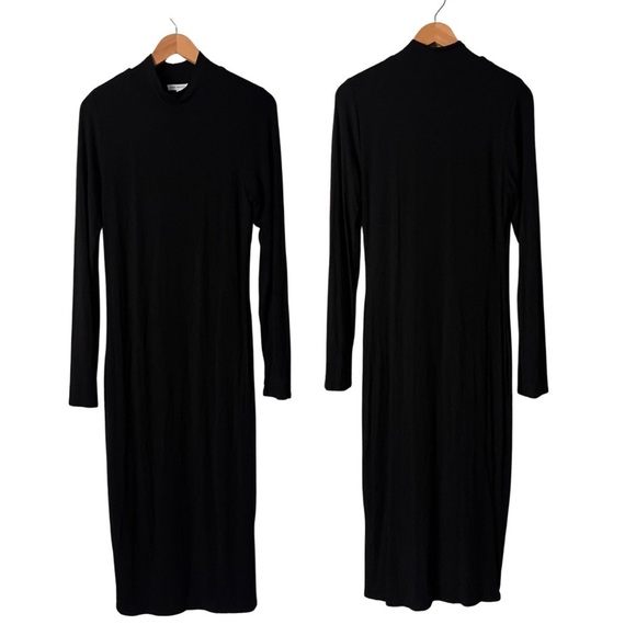 Good American Black Double Lined Midi Bodycon Dress, Size 4 - Picture 2 of 9